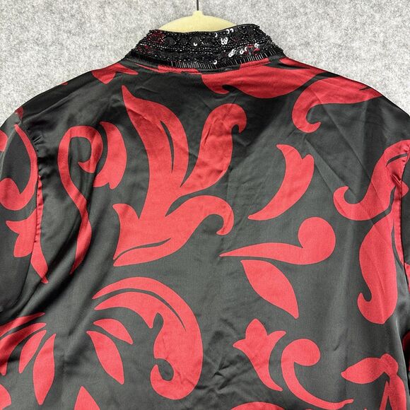 Chicos Top Blouse Size 1 Embellished Tunic Festive Scroll LS Allure Red NEW $129 - Picture 7 of 15